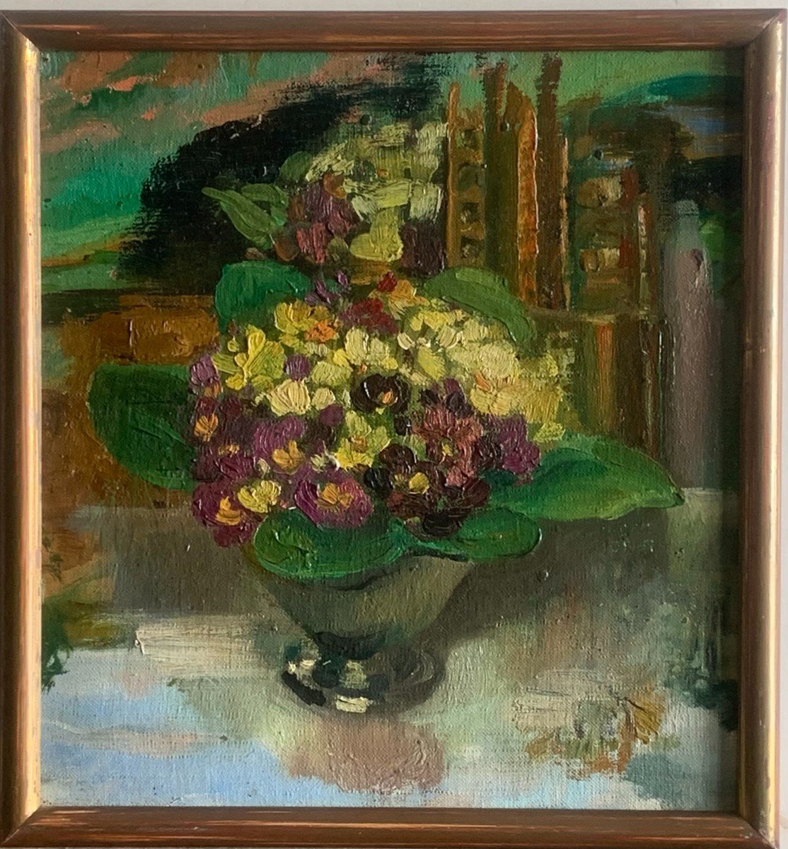 Primroses Still Life By André Hofer (1880-1973) French School 20th Century-photo-2