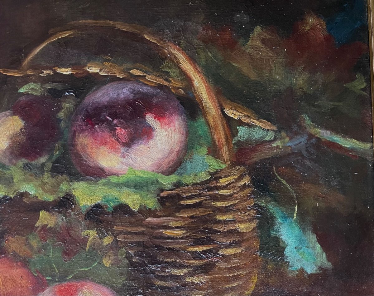 The Peach Basket Oil On Canvas Late 19th-photo-4