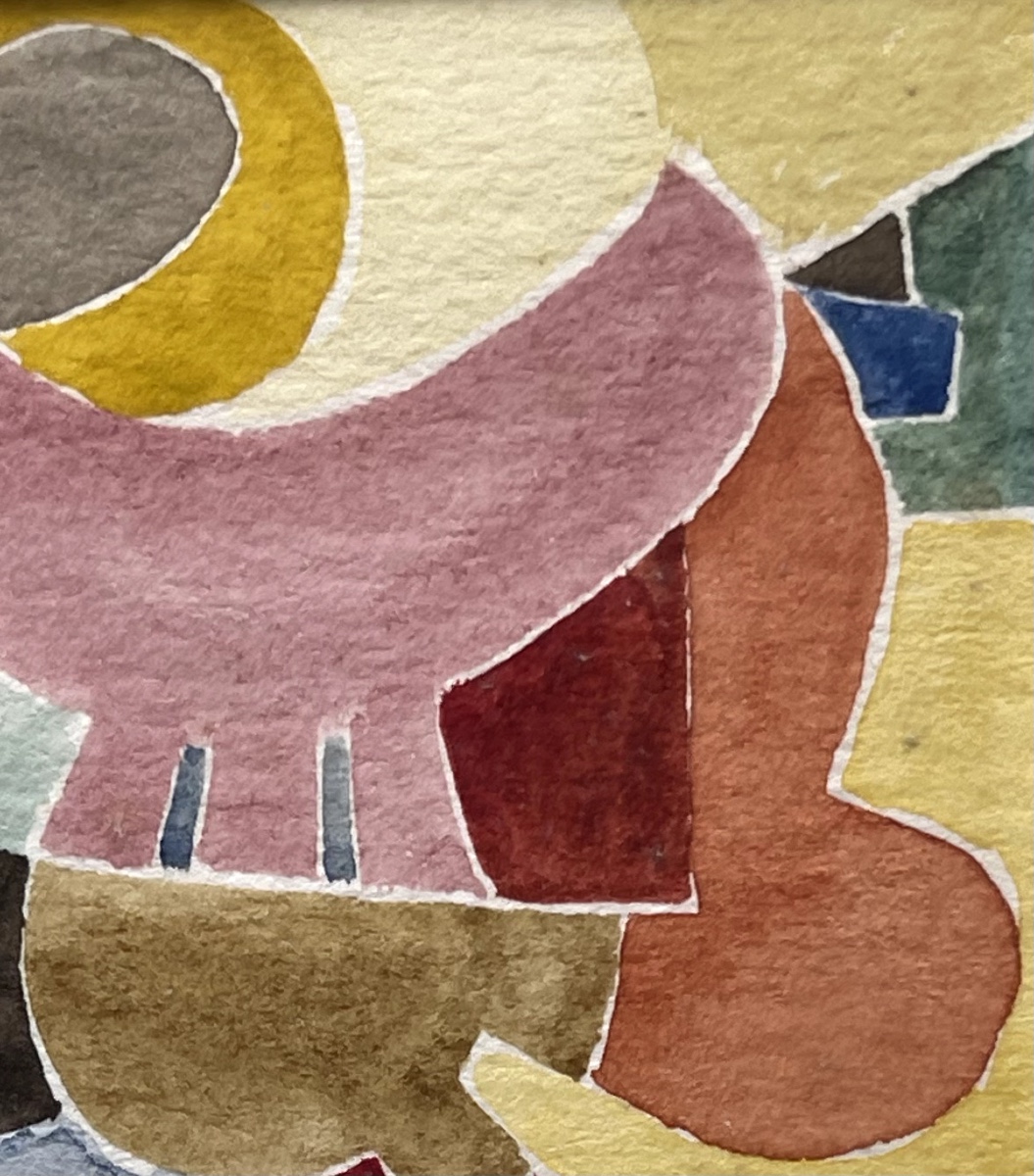 Abstraction Watercolor On Paper Under Glas . XX Century-photo-4