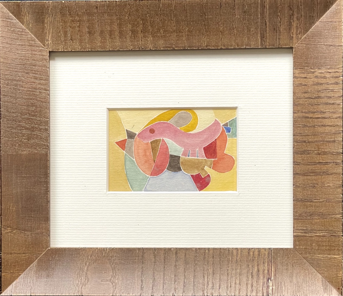 Abstraction Watercolor On Paper Under Glas . XX Century