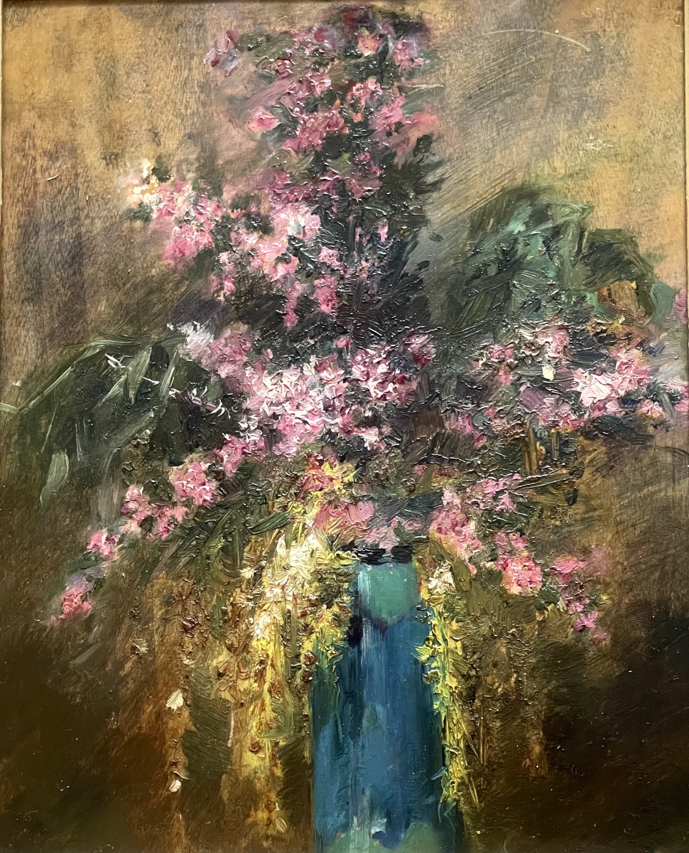 Des petites fleurs dans un vase bleu-photo-2
