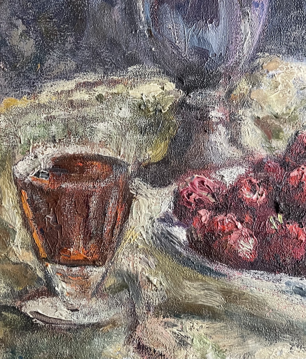 Un verre, des fraises et des fleurs-photo-1