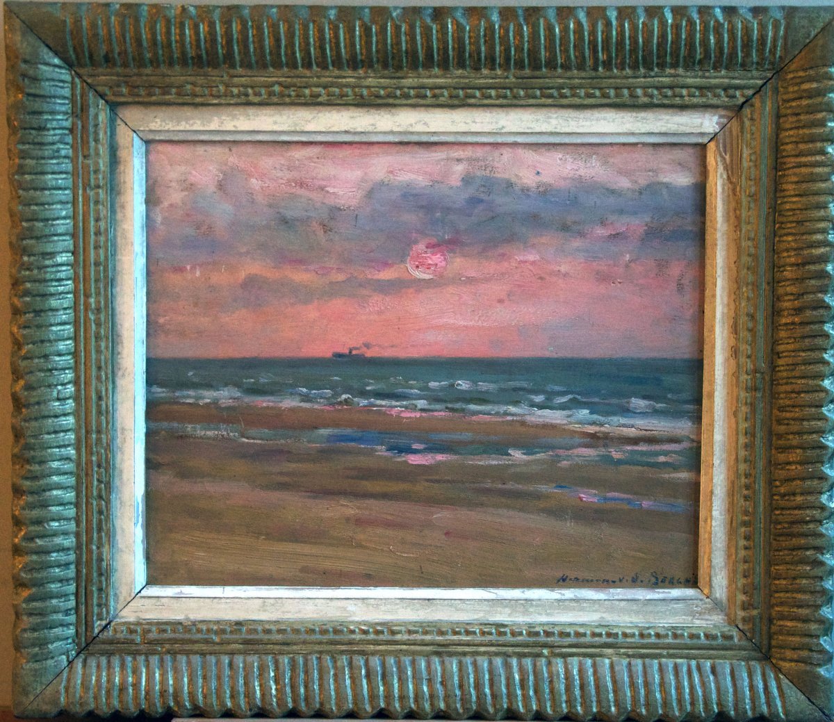 Sunset Signed Van Den Berghe 20th Century