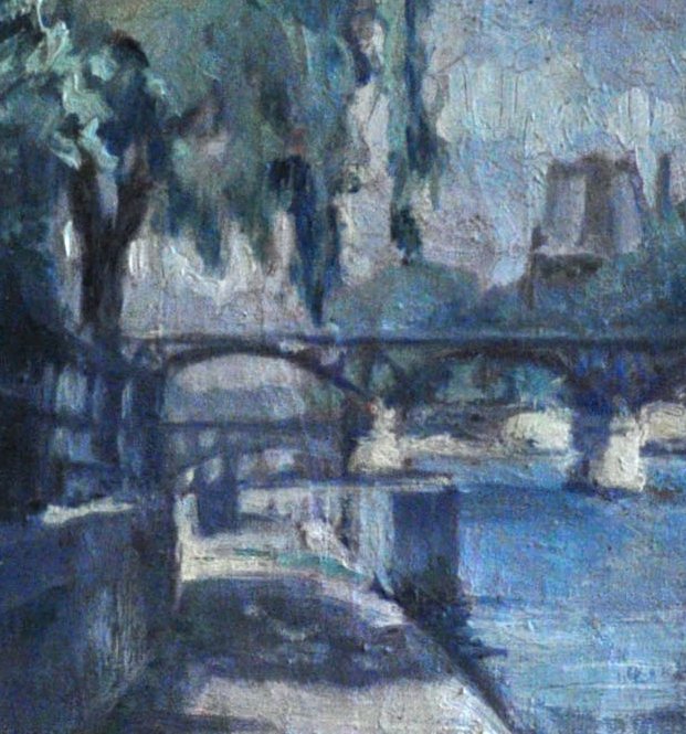 Ponts De Paris  Huile Sur Toile Signée  Albert Maurice Dekorte  XXème Siècle-photo-2