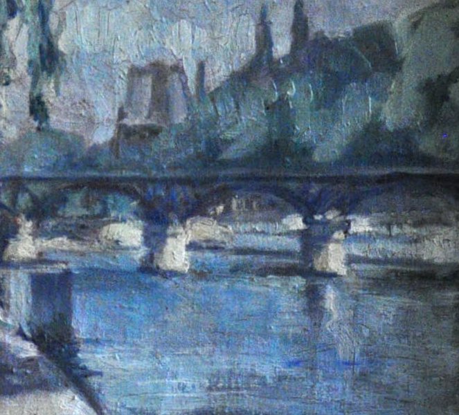 Ponts De Paris  Huile Sur Toile Signée  Albert Maurice Dekorte  XXème Siècle-photo-4