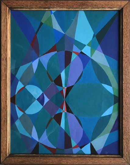 Geometric Composition, Gouache On Paper, XXth Century