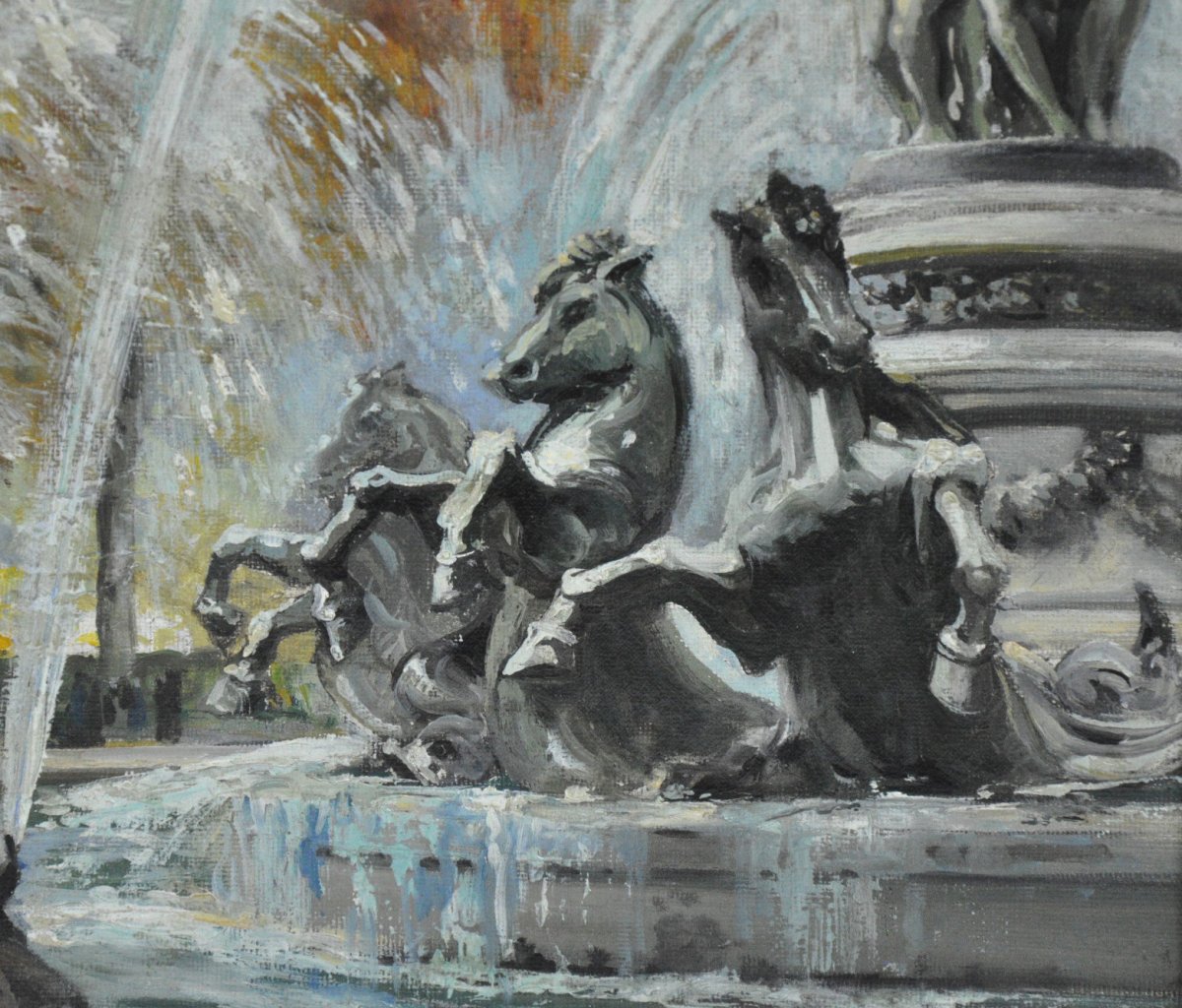 Fountain Of The Observatory, Oil On Canvas Signed Charles Blondin XXth Century-photo-4