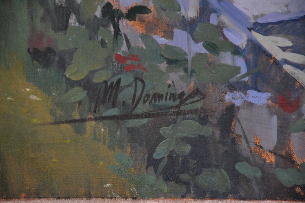House And Garden, Oil On Canvas, Signed, 20th Century-photo-3