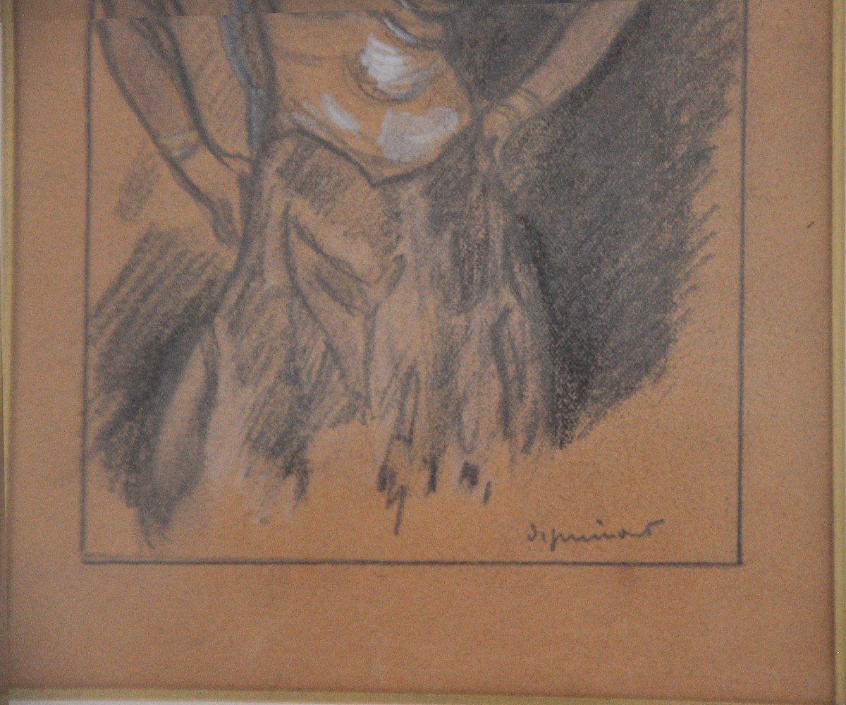 La Gitane Dessin Fusain Et Gouache Signé Dignimont XXème Siècle-photo-3