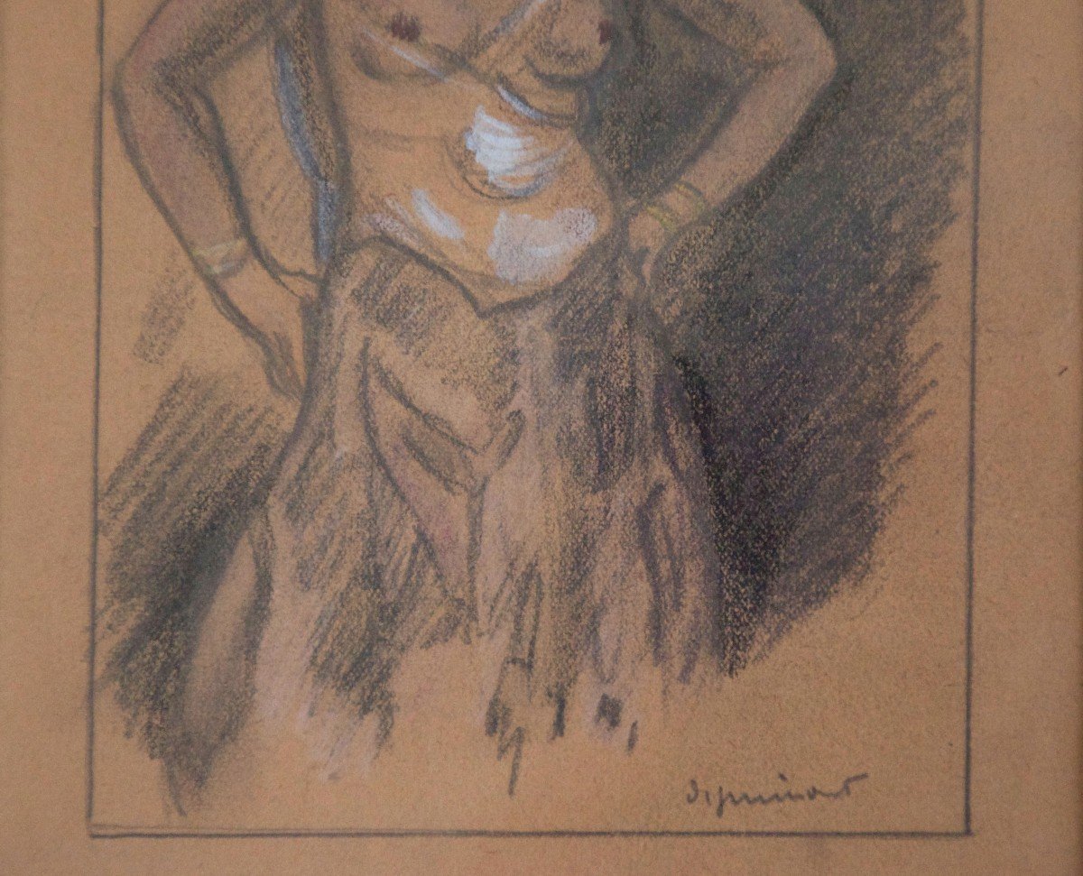 La Gitane Dessin Fusain Et Gouache Signé Dignimont XXème Siècle-photo-4