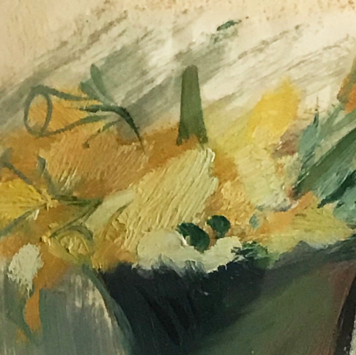 Bouquet Of Daffodils Oil On Paper Signed Madeleine Scellier Twentieth Century-photo-4