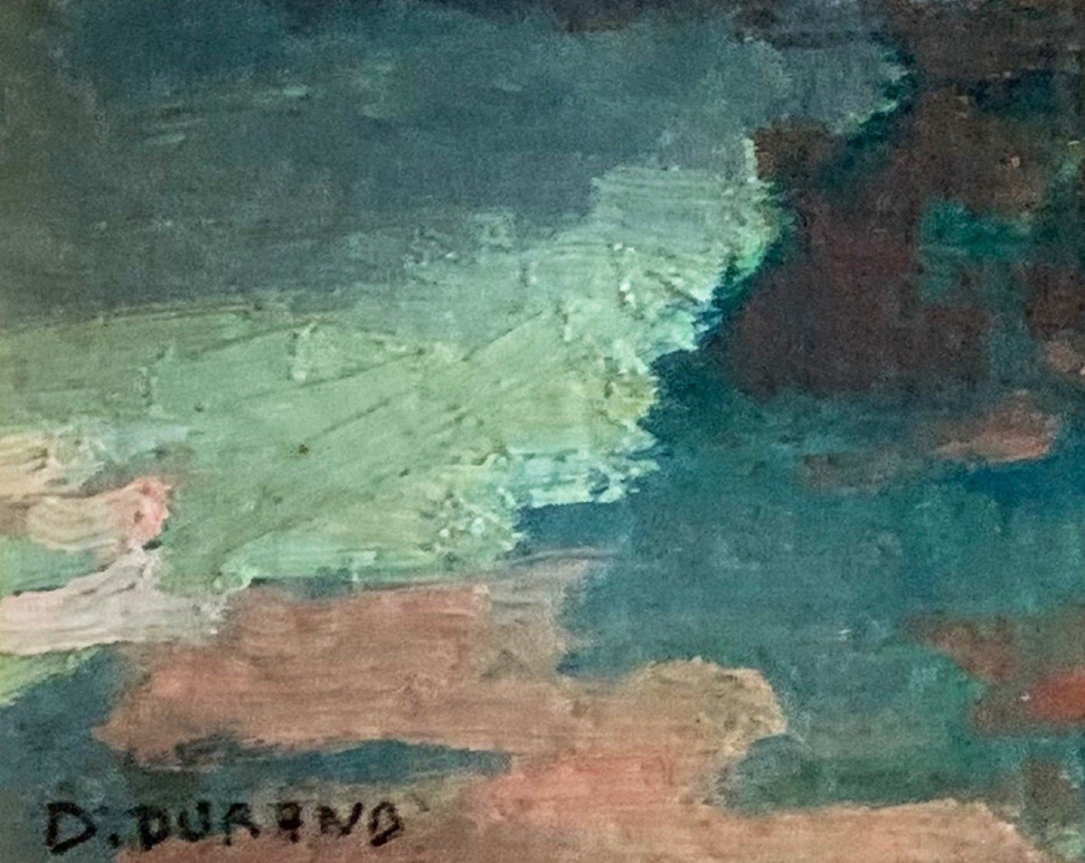Paysage Du Sud Ouest Huile Sur Carton Signée Daniel Durand Ecole Française XXème Siècle -photo-2