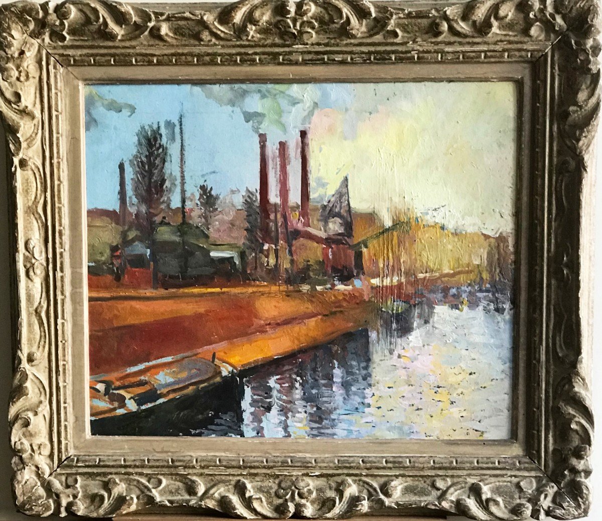 Paysage Industriel Huile Sur Toile Ecole Française XXème Siècle