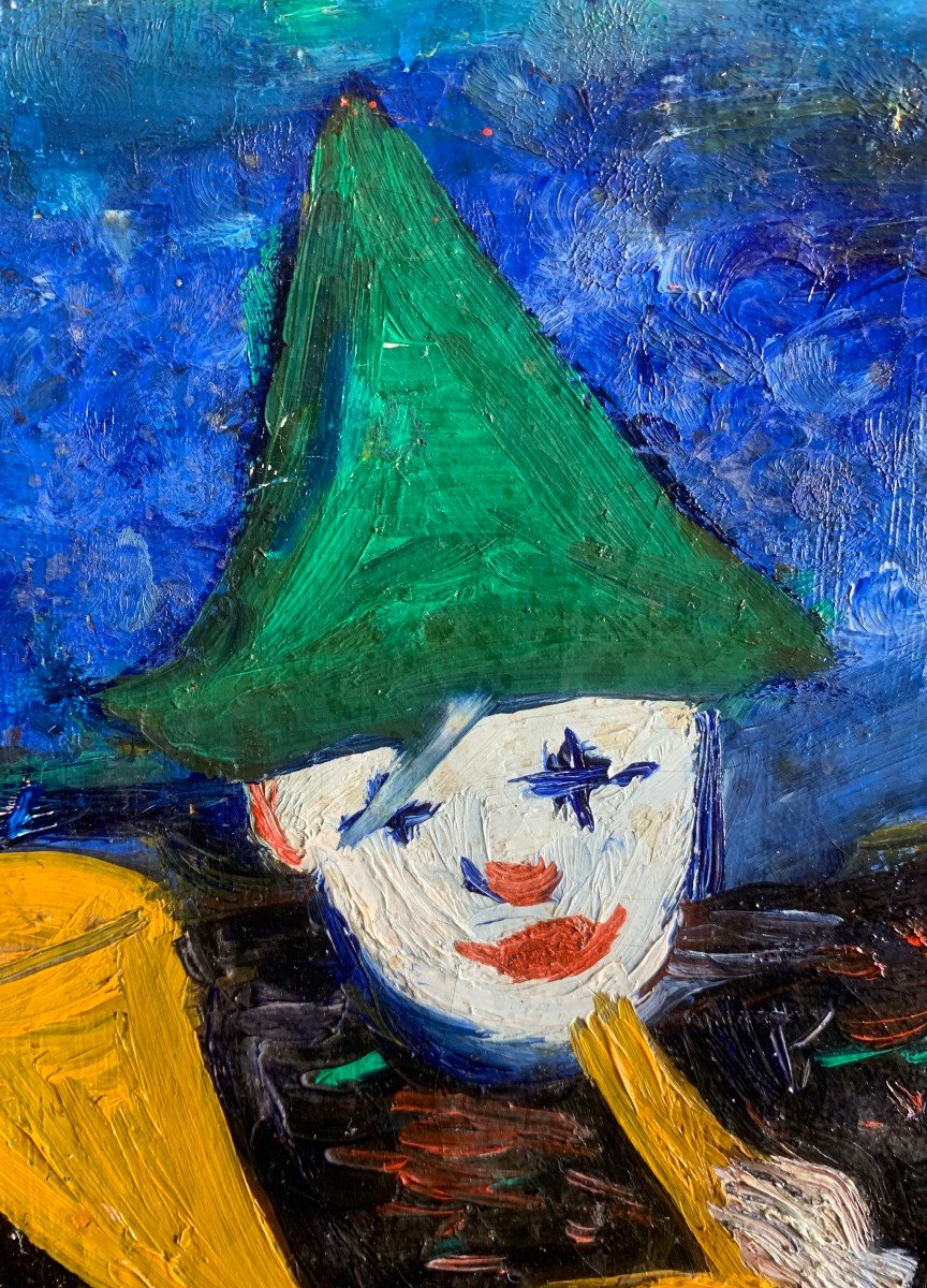 The White Clown Oil On Canvas Circa 1940-photo-3