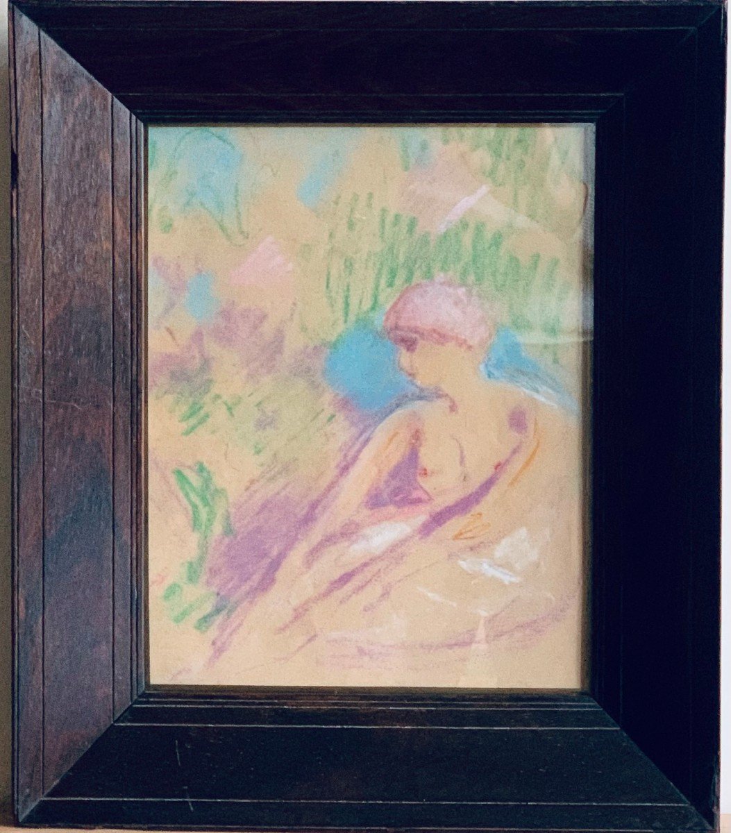 Jeune Femme Esquisse Pastel Circa 1940