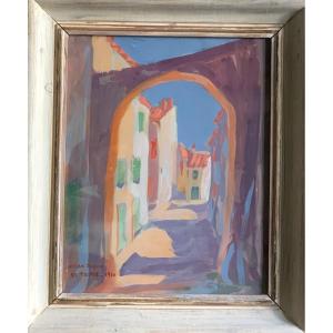 Saint-tropez 1930 Gouache On Paper Signed Norah Bluhm