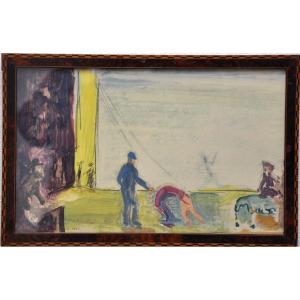 The Coach: On The Stage Of The Olympia Gouache And Watercolor Located And Dated 1923