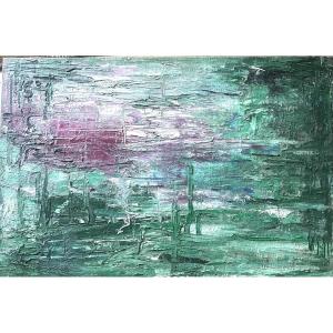 Abstraction verte et rose
