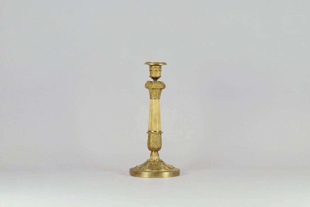 Paire de flambeaux en bronze doré-photo-3