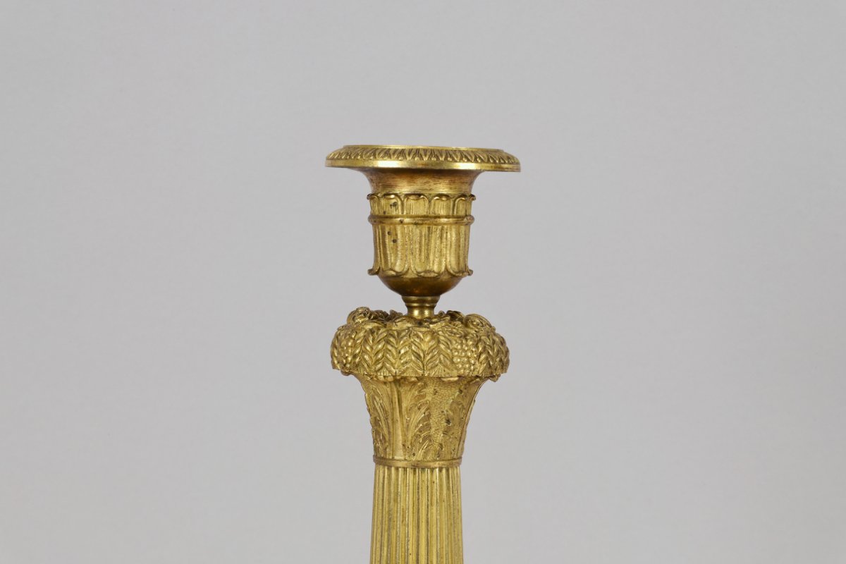 Paire de flambeaux en bronze doré-photo-4