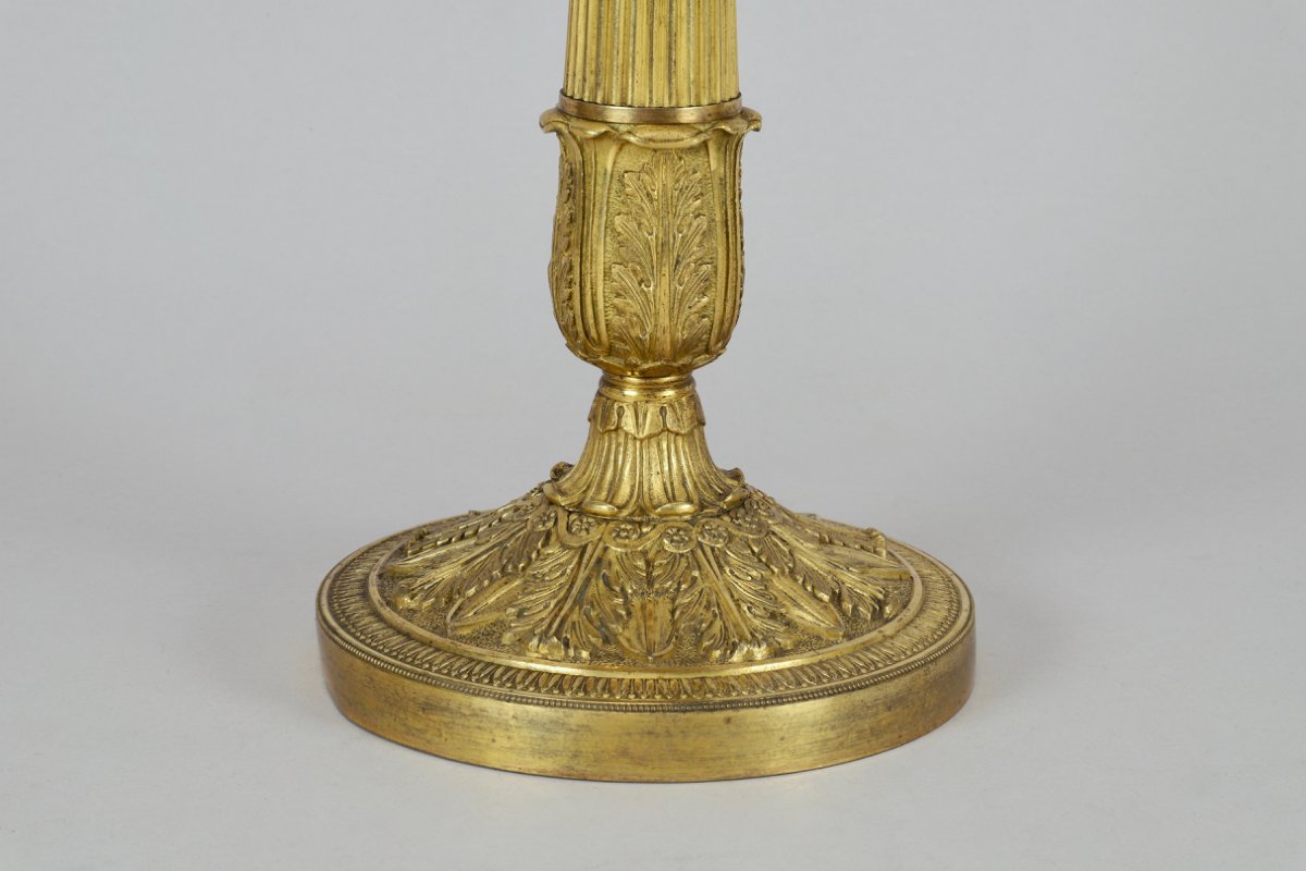 Paire de flambeaux en bronze doré-photo-1
