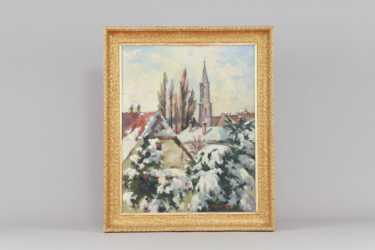 Vue enneigée de Strasbourg par Robert Kuven 