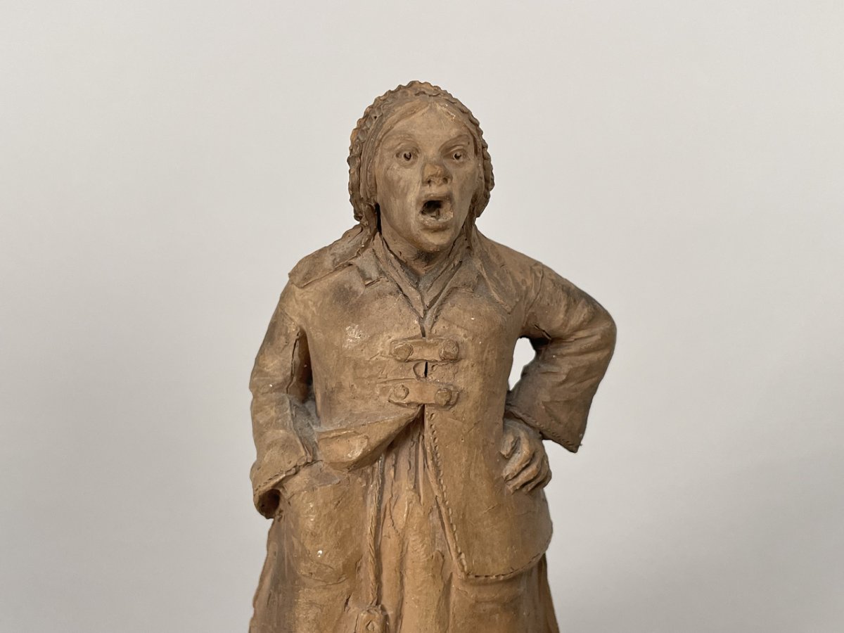 Statuette en terre cuite intitulée « a la barque ! », Hylorin & Cie, vers 1900.-photo-1