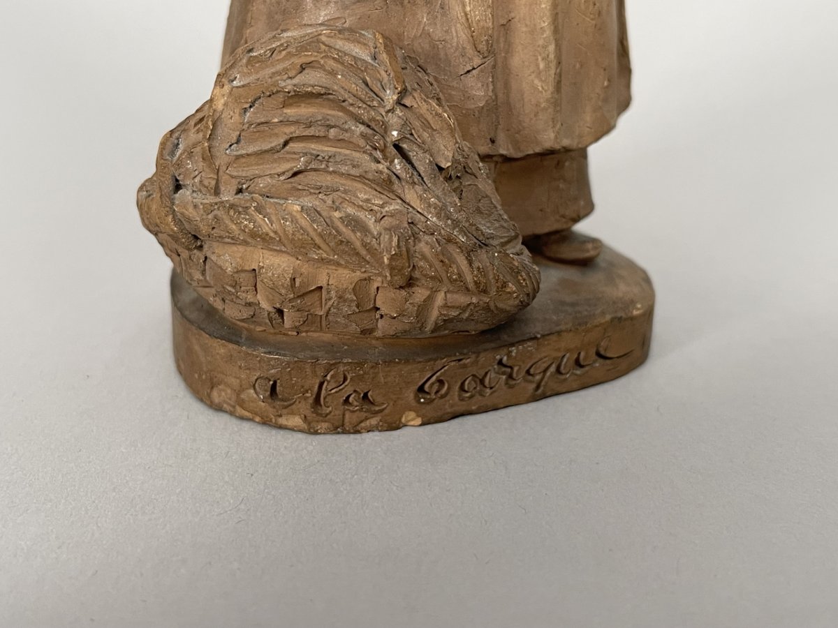 Statuette en terre cuite intitulée « a la barque ! », Hylorin & Cie, vers 1900.-photo-3