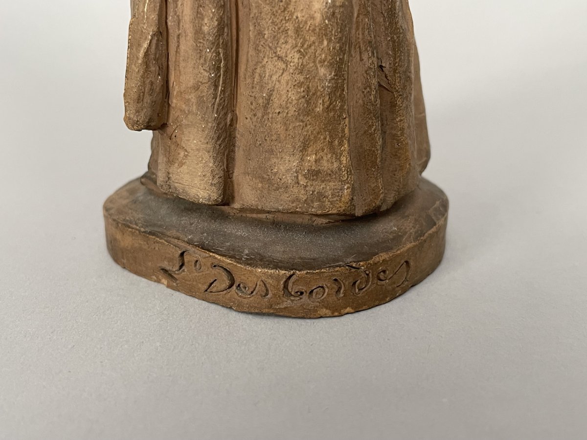 Statuette en terre cuite intitulée « a la barque ! », Hylorin & Cie, vers 1900.-photo-4