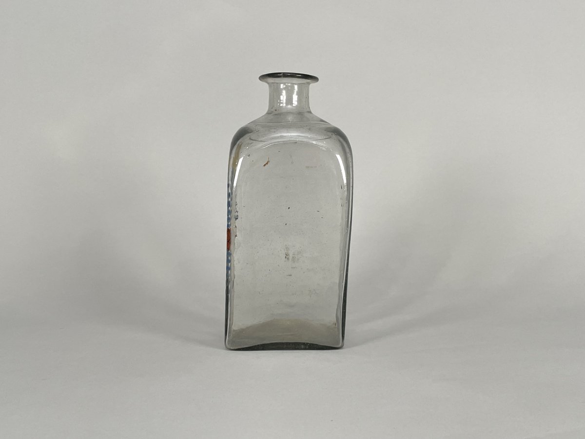 Grand flacon à pharmacie en verre soufflé et émaillé, XVIIIe siècle-photo-4
