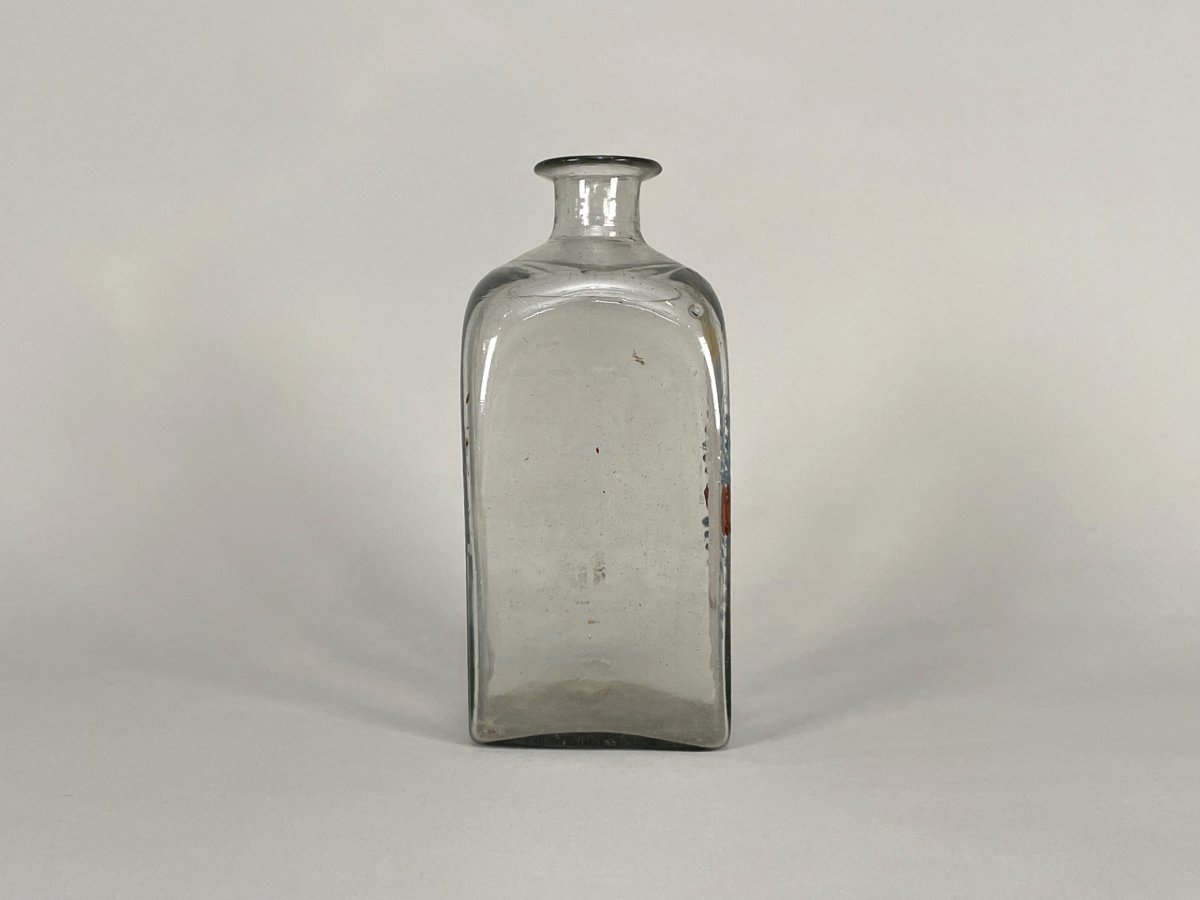 Grand flacon à pharmacie en verre soufflé et émaillé, XVIIIe siècle-photo-2