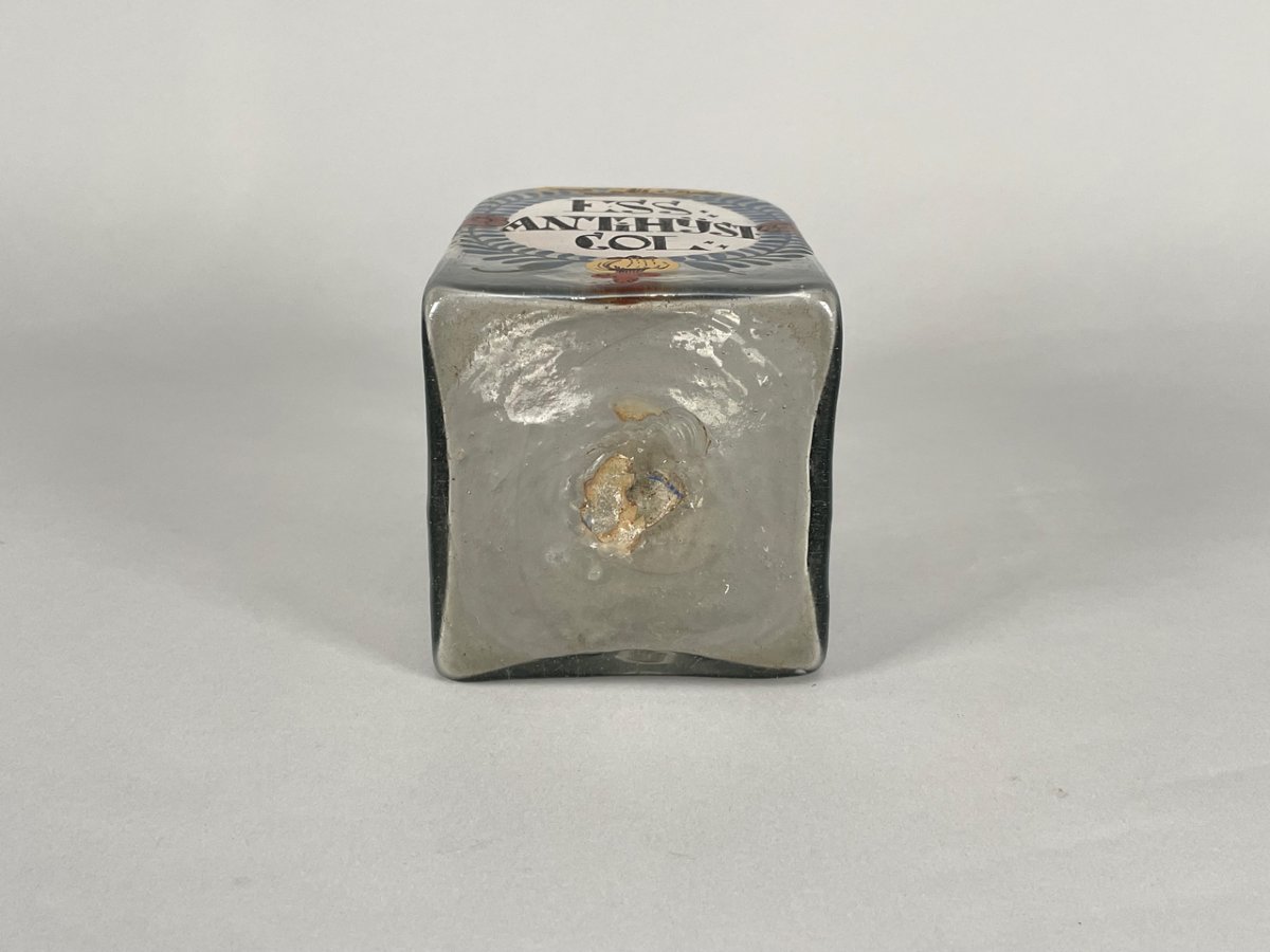 Grand flacon à pharmacie en verre soufflé et émaillé, XVIIIe siècle-photo-3