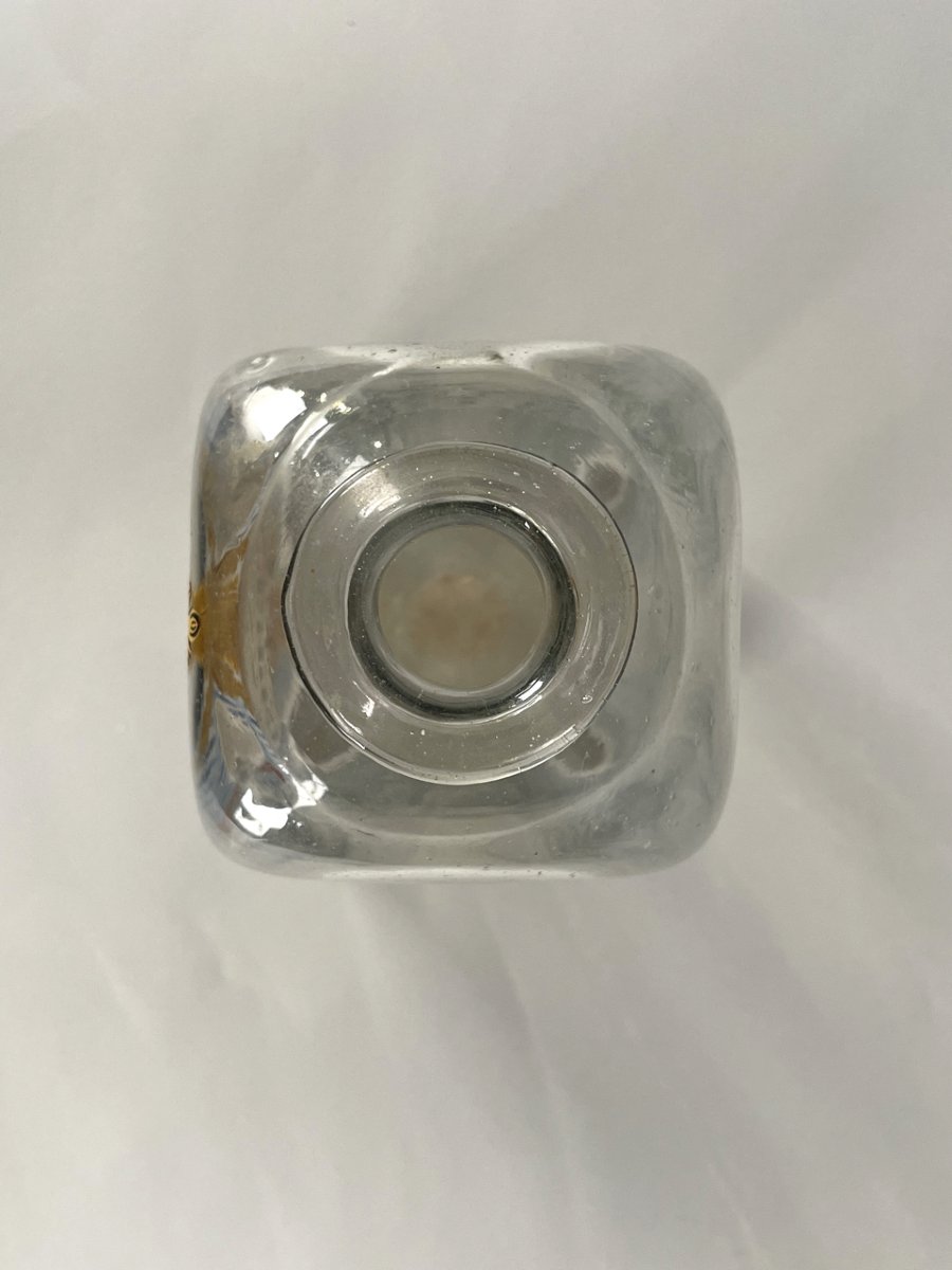 Grand flacon à pharmacie en verre soufflé et émaillé, XVIIIe siècle-photo-4