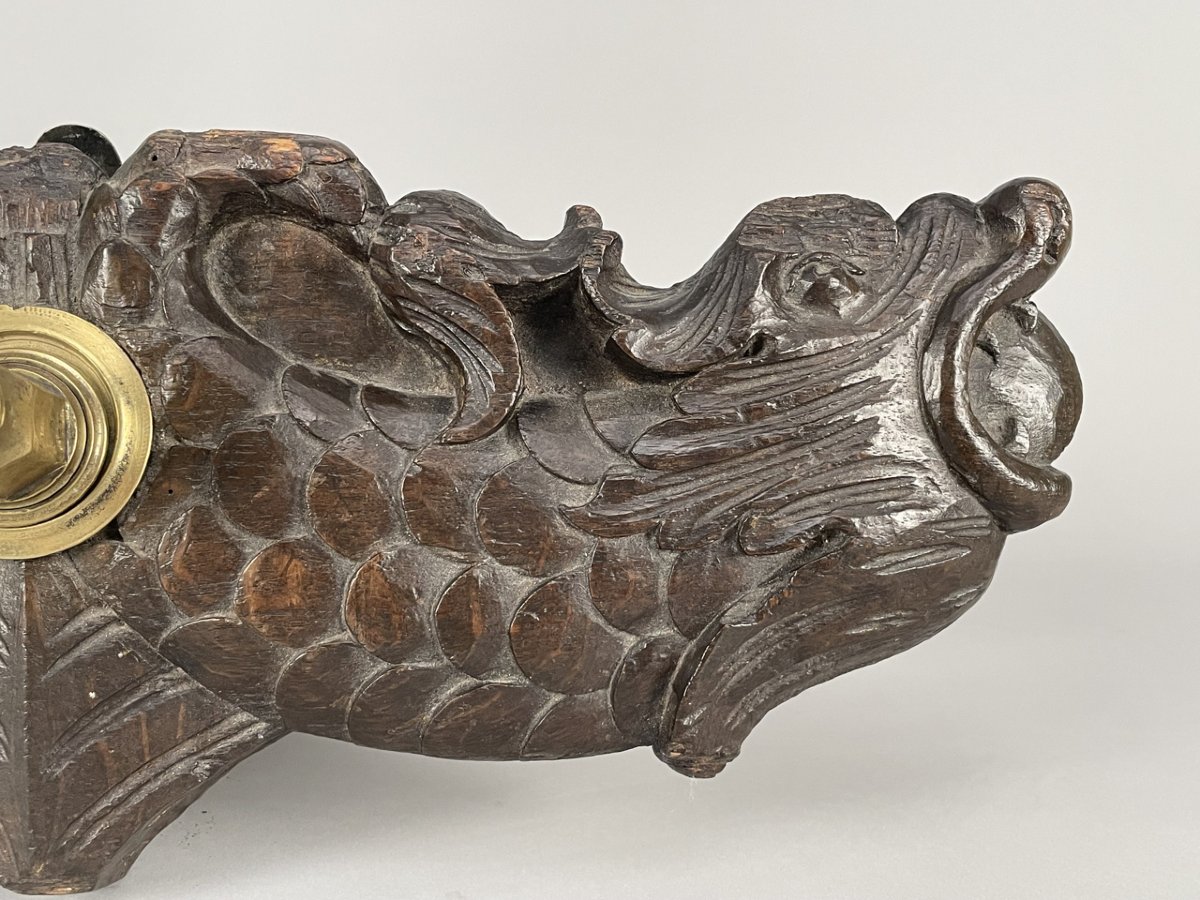 A Carved Fruitwood Cask Lock, Second Half Of The 18th Century.-photo-4