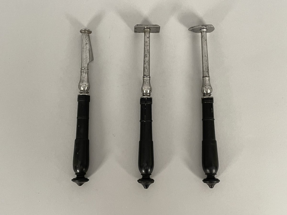 Barber-surgeon's Trepanning Instruments, Steel And Blackened Wood, 18th Century-photo-4