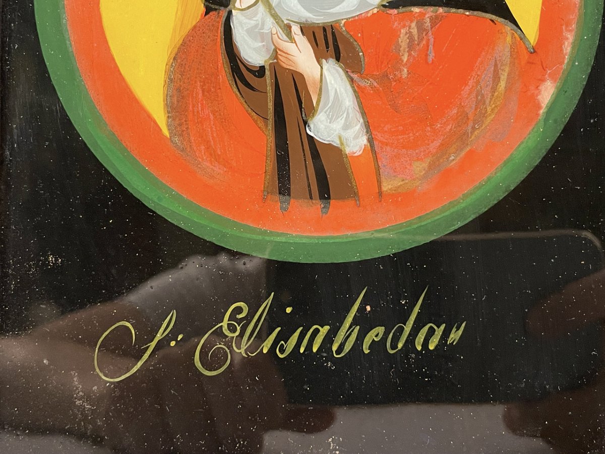 Alsatian Reverse Glass Painting, Saint Elizabeth, 1820–1850, Alsace-photo-3