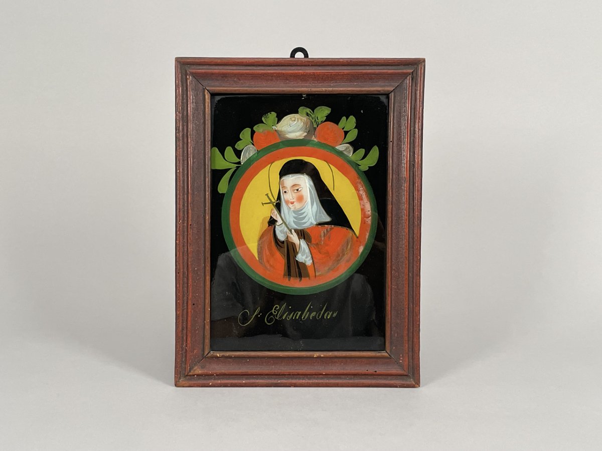 Alsatian Reverse Glass Painting, Saint Elizabeth, 1820–1850, Alsace