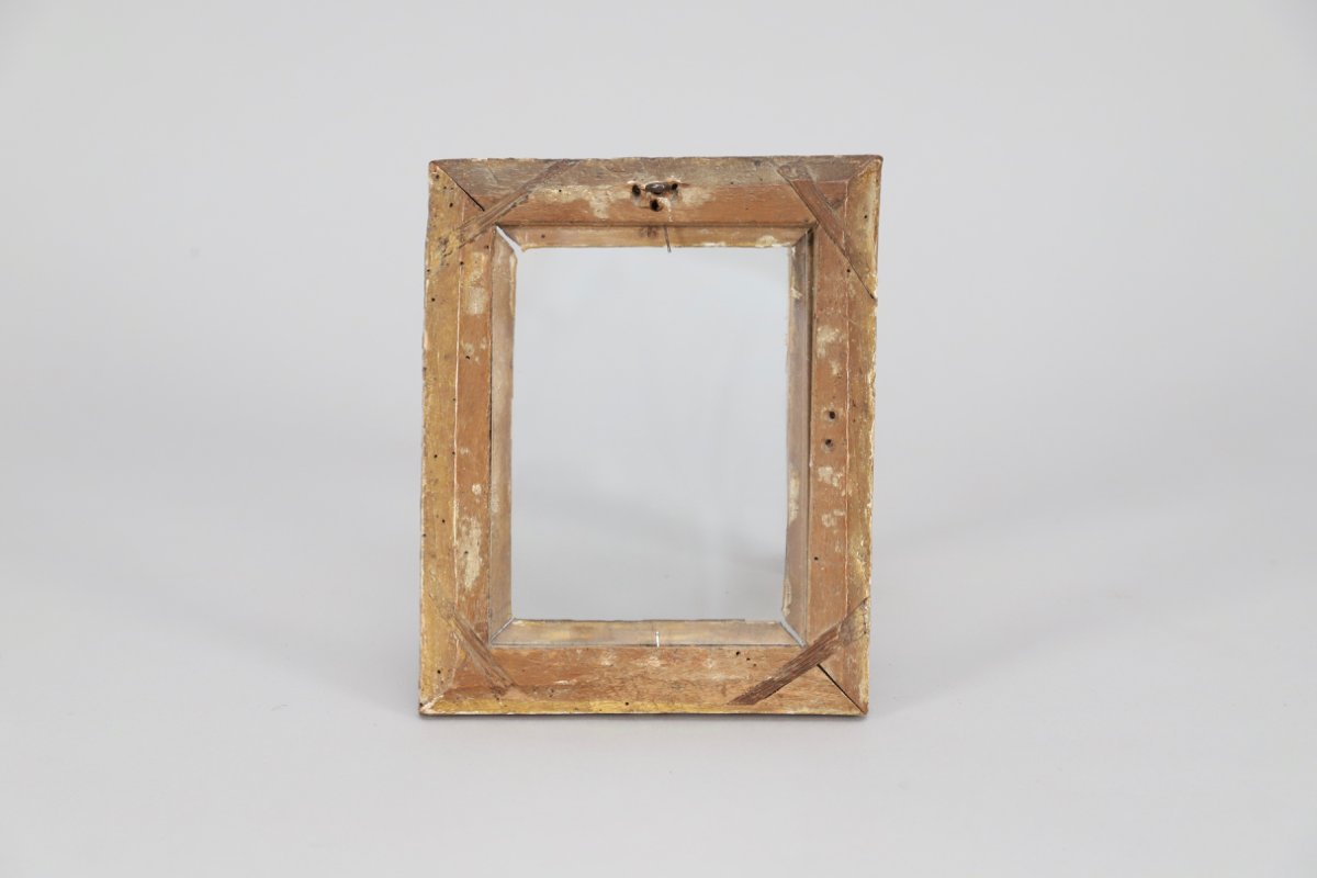 Paire de cadres Louis XIII, bois sculpté doré-photo-1