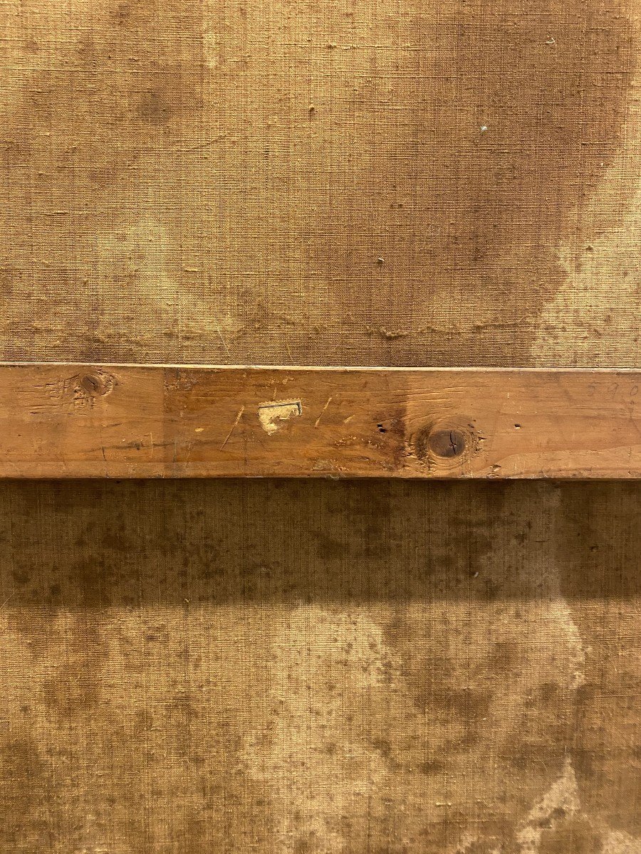 Tableau , Huile Sur Toile , Femme De Cour En Jardinière XVIIème Siècle-photo-2