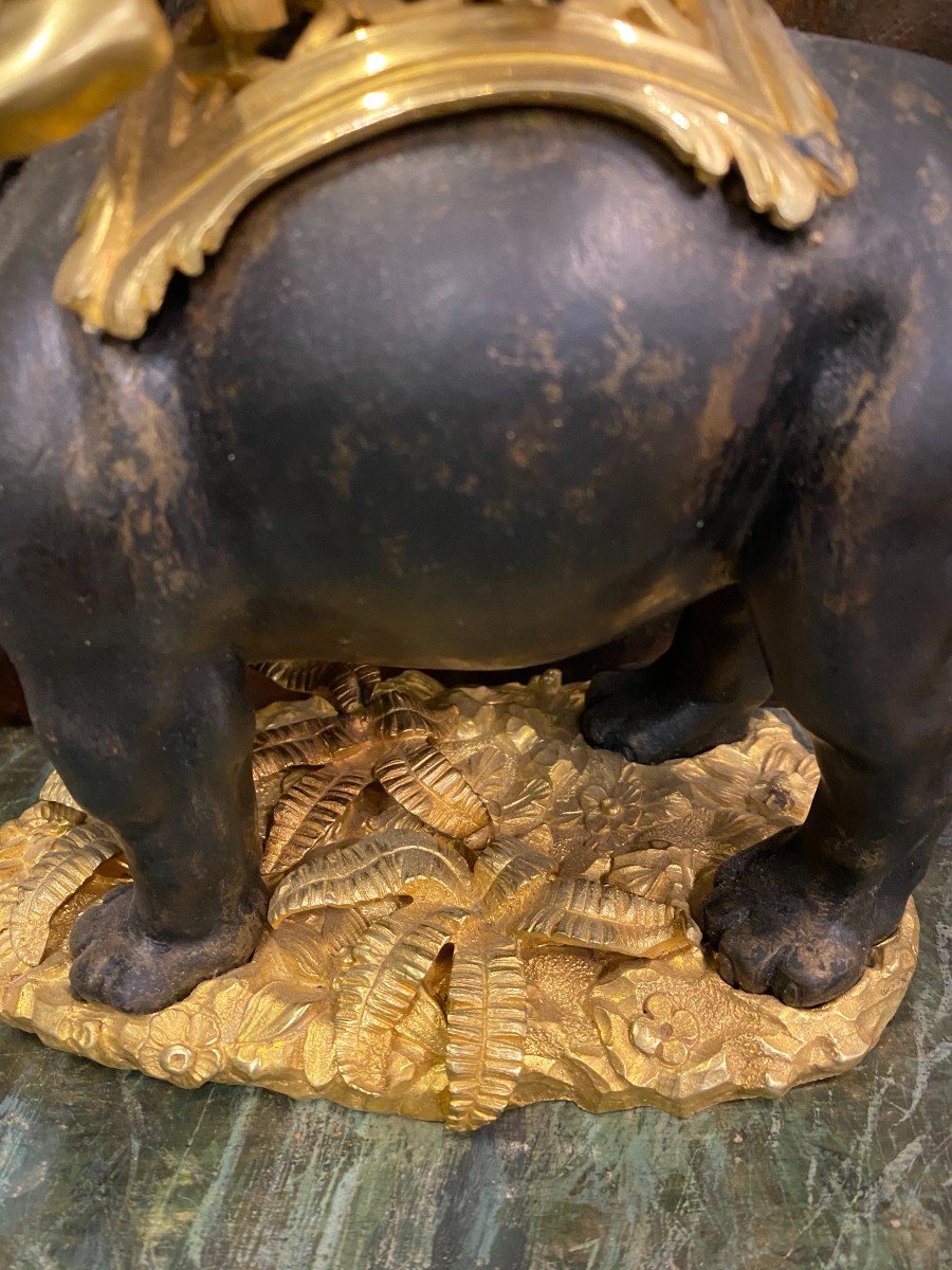 Sujet En Bronze , éléphant Surmonté d'Un Chinois XIXème Siècle-photo-4
