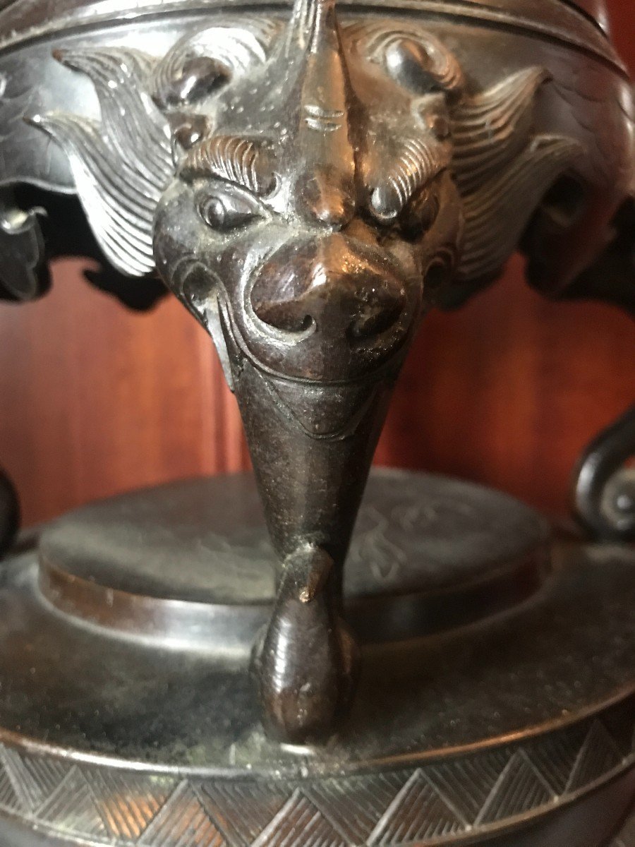 Large Japanese Bronze Vase, Meiji Period, 19th Century-photo-3