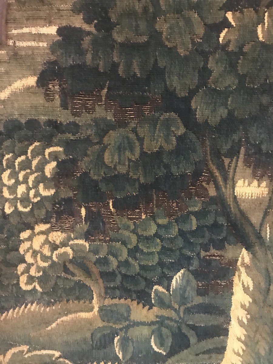 Panneau à encadrement en Chêne de style régence garni de tapisserie d'Aubusson XVIIIème siècle-photo-2