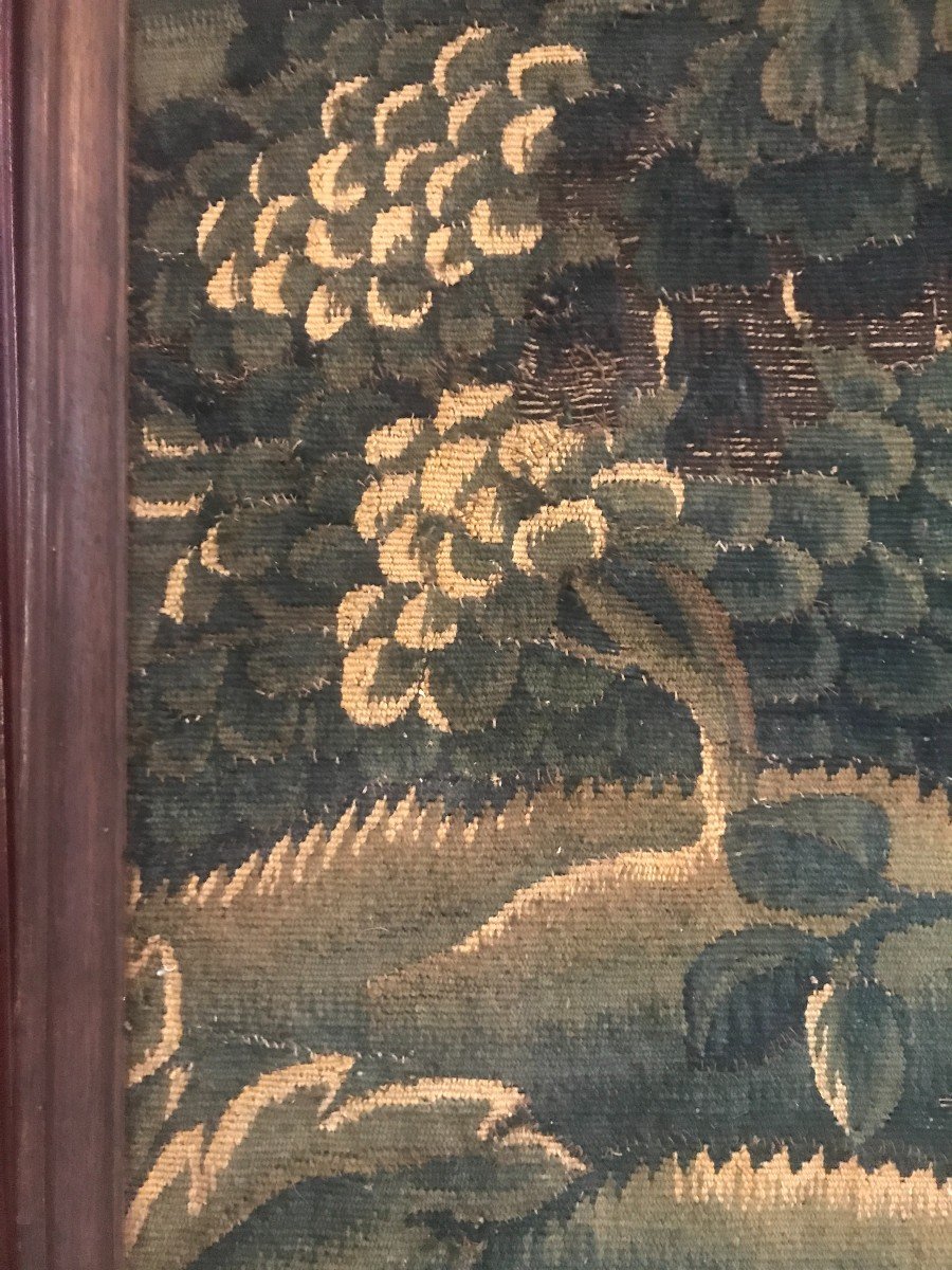 Panneau à encadrement en Chêne de style régence garni de tapisserie d'Aubusson XVIIIème siècle-photo-3