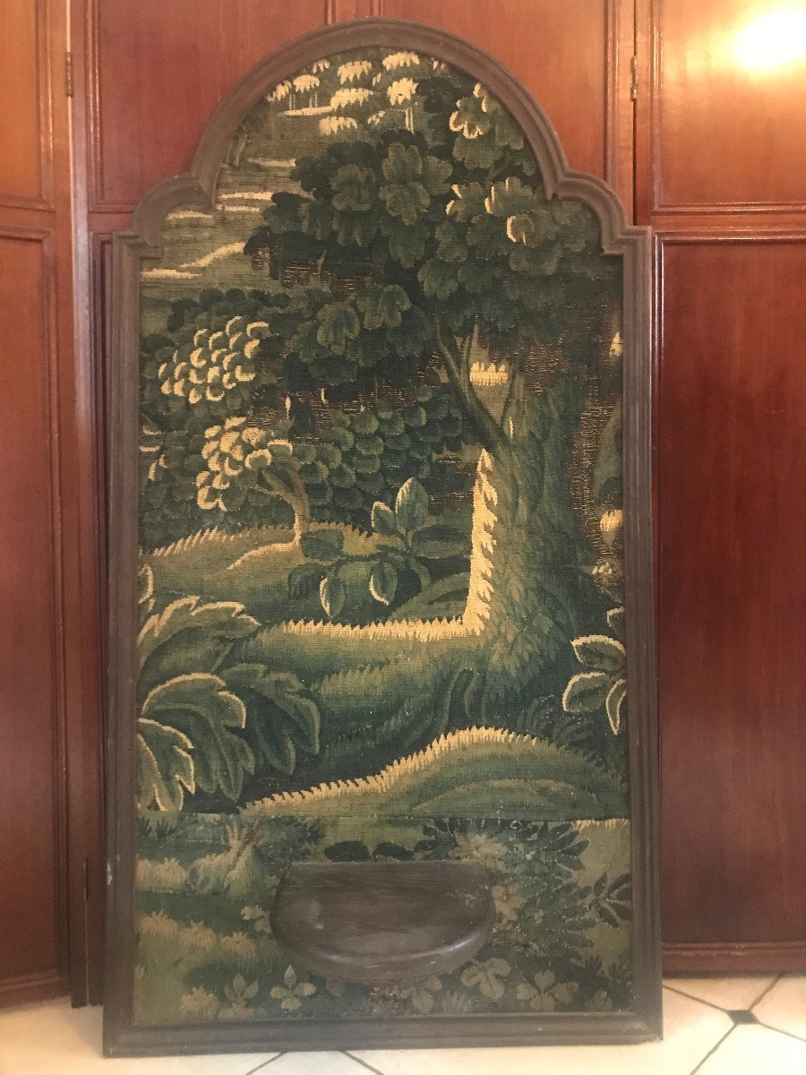 Framed Panel In Regency Style Oak Trimmed With 18th Century Aubusson Tapestry