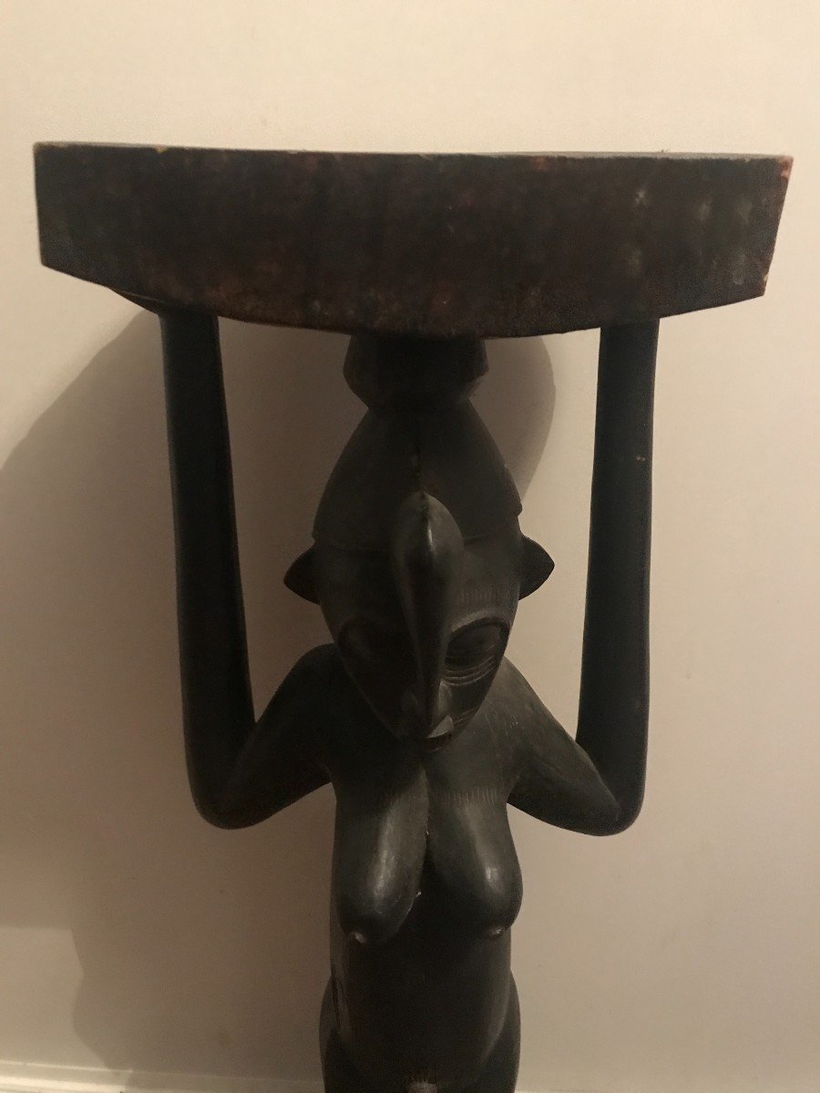 Africanist Bolster In Carved Wood Circa 1930-photo-2