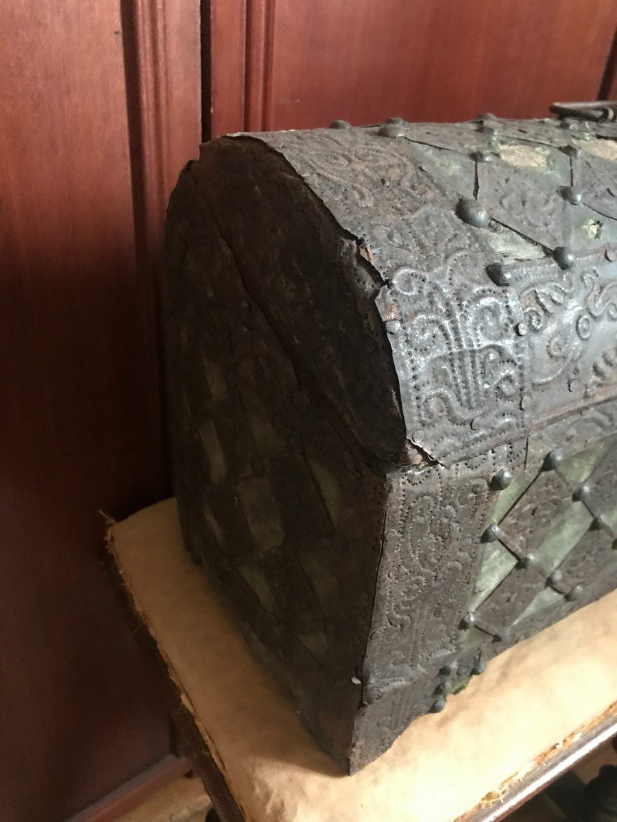 Coffret XVème Siècle âme Bois Et Tôle De Fer Italie-photo-4