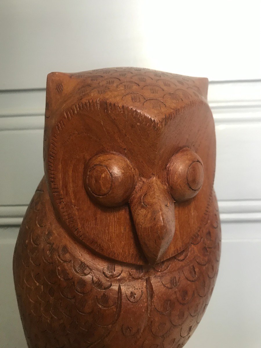 Mahogany Sculpture The Owl Around 1960-photo-1
