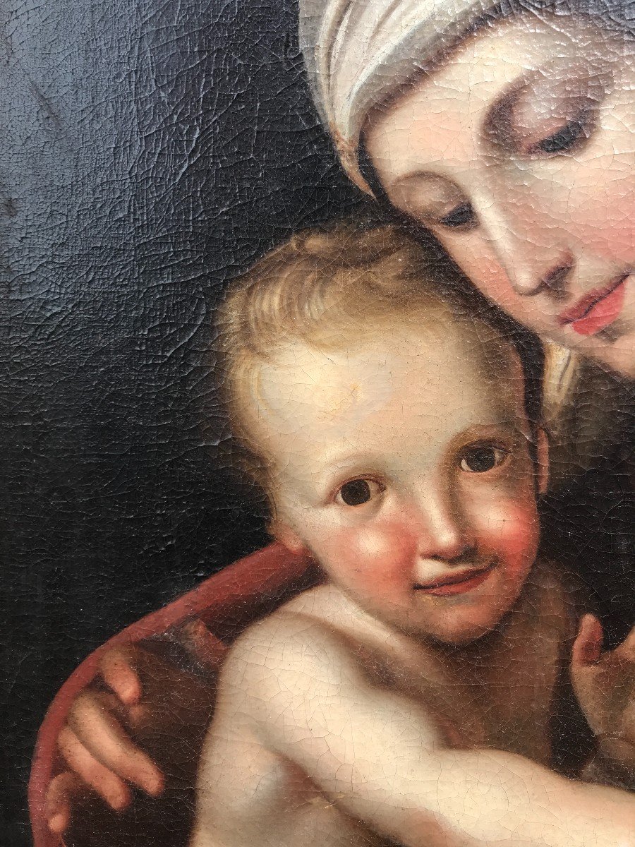 Antonio Cavallucci d'Après , La Charité , Huile Sur Toile Fin XVIIIème Siècle-photo-4
