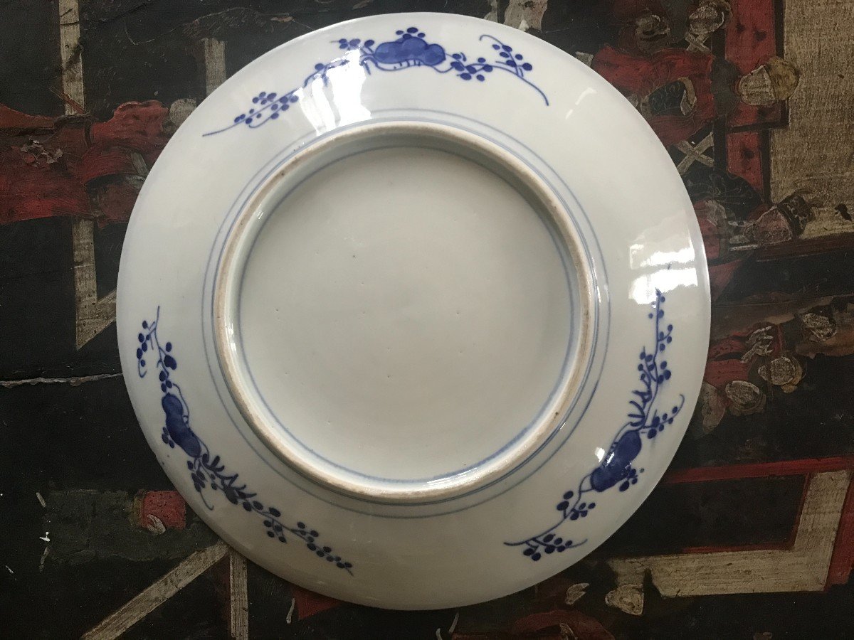 Plat En Porcelaine Imari à Décor d'Iris Japon époque Meiji XIXème Siècle-photo-2