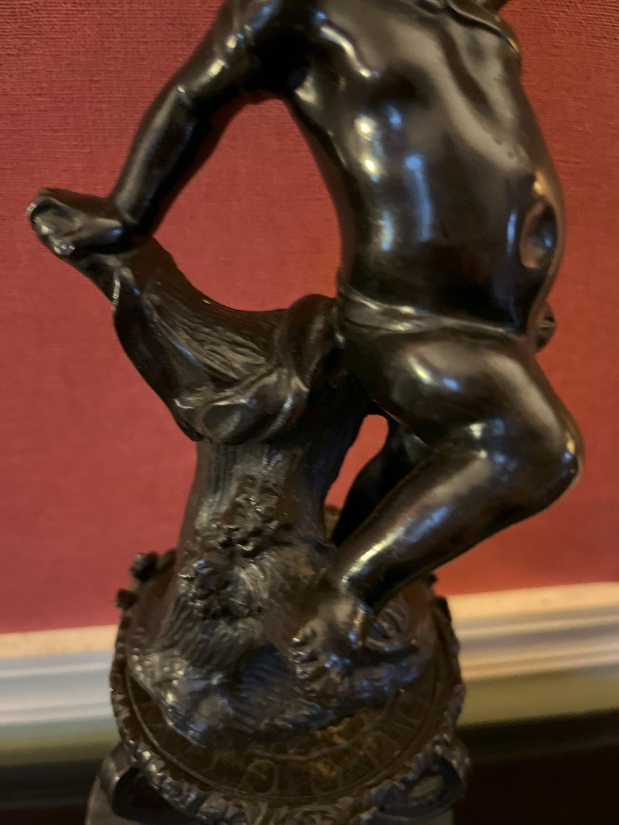 Paire De Putti En Bronze  Représentant  l'été Et l'Automne XVIIIème Siècle-photo-3